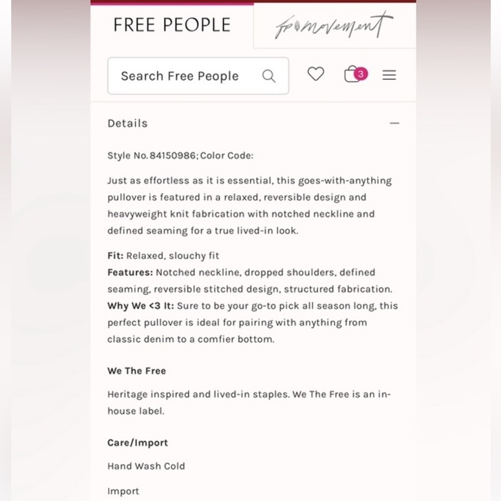 WE THE FREE VALENTINE OVERSIZED SLOUCHY BAGGY PULLOVER CASUAL SWEATER NWOT - Picture 11 of 12